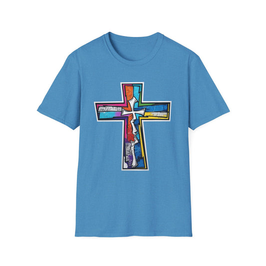 Stained Glass Cross Street Art Softstyle Tee