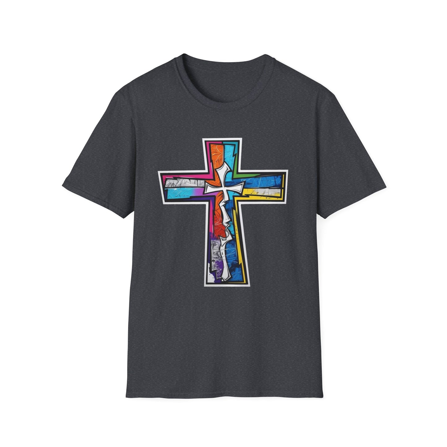 Stained Glass Cross Street Art Softstyle Tee